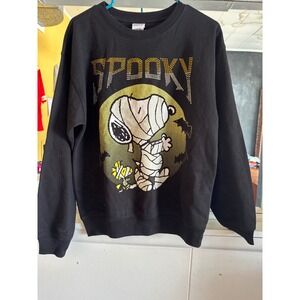 Peanuts Snoopy Mummy Spooky Rhinestone Halloween Sweatshirt Black M LS42303FS